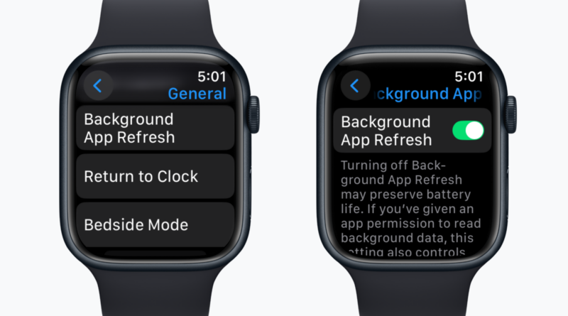 Prevents background app refresh on Apple Watch.