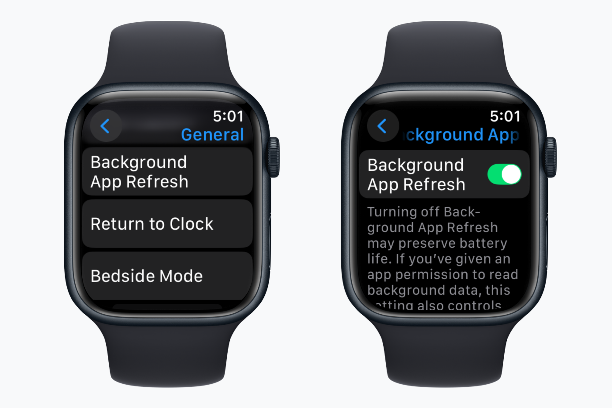 Prevents background app refresh on Apple Watch.