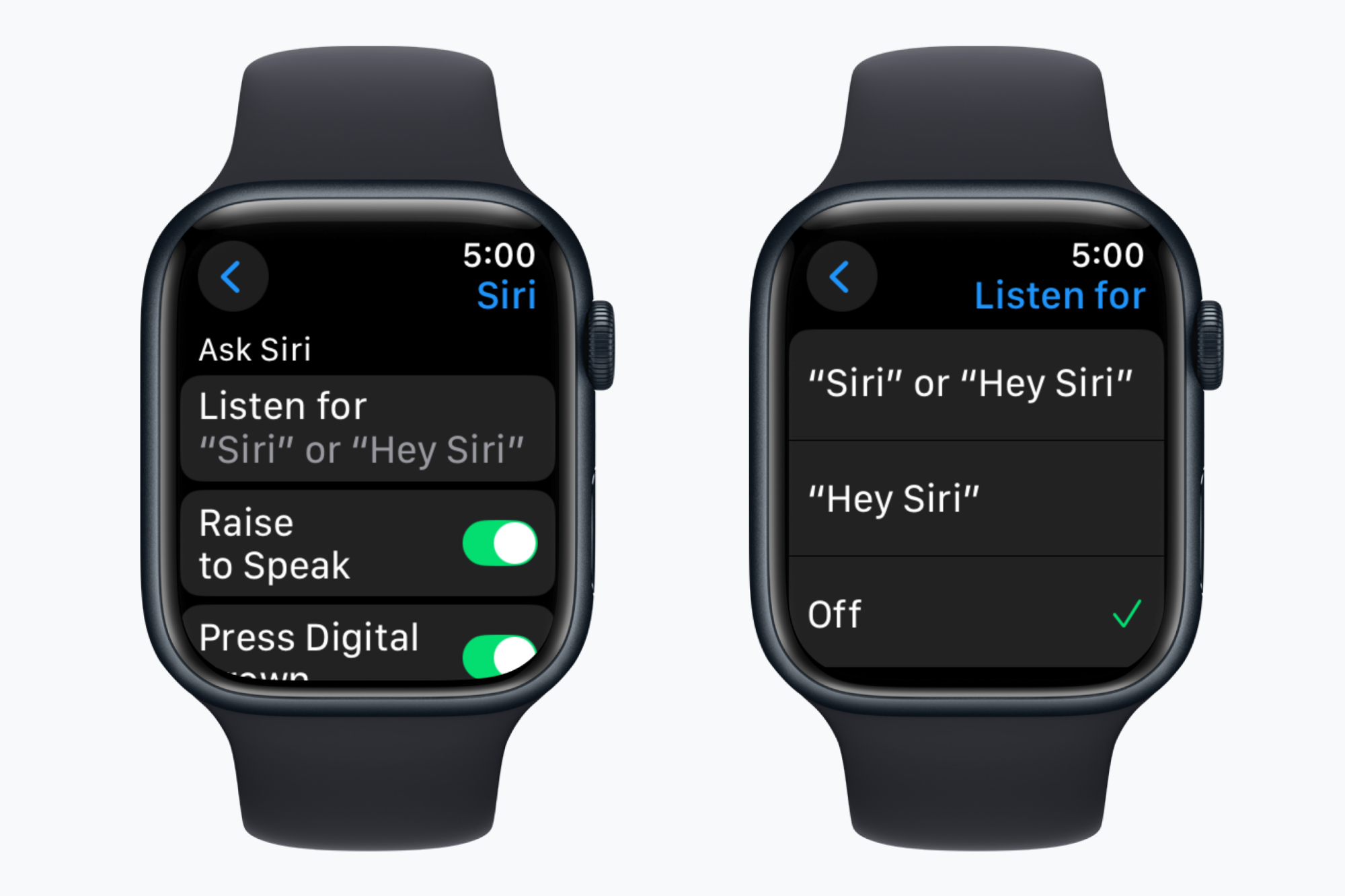 Turn off Siri on Apple Watch.