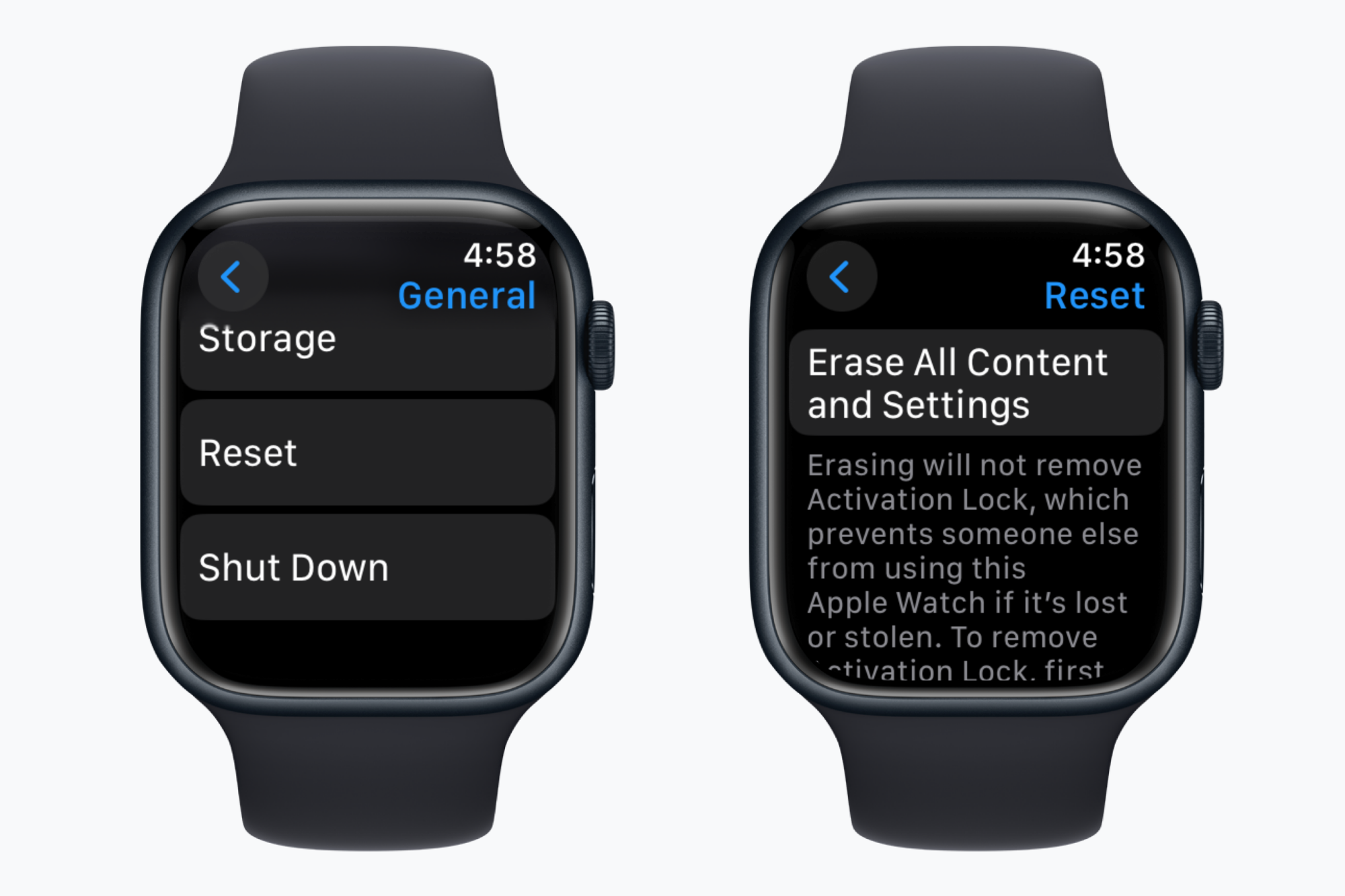 Factory reset on Apple Watch.